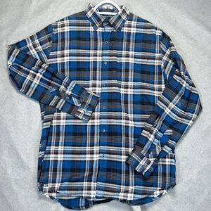 VAN HEUSEN Mens Classic Fit Flex Button Down Shirt Medium 15-15.5 Blue Plaid